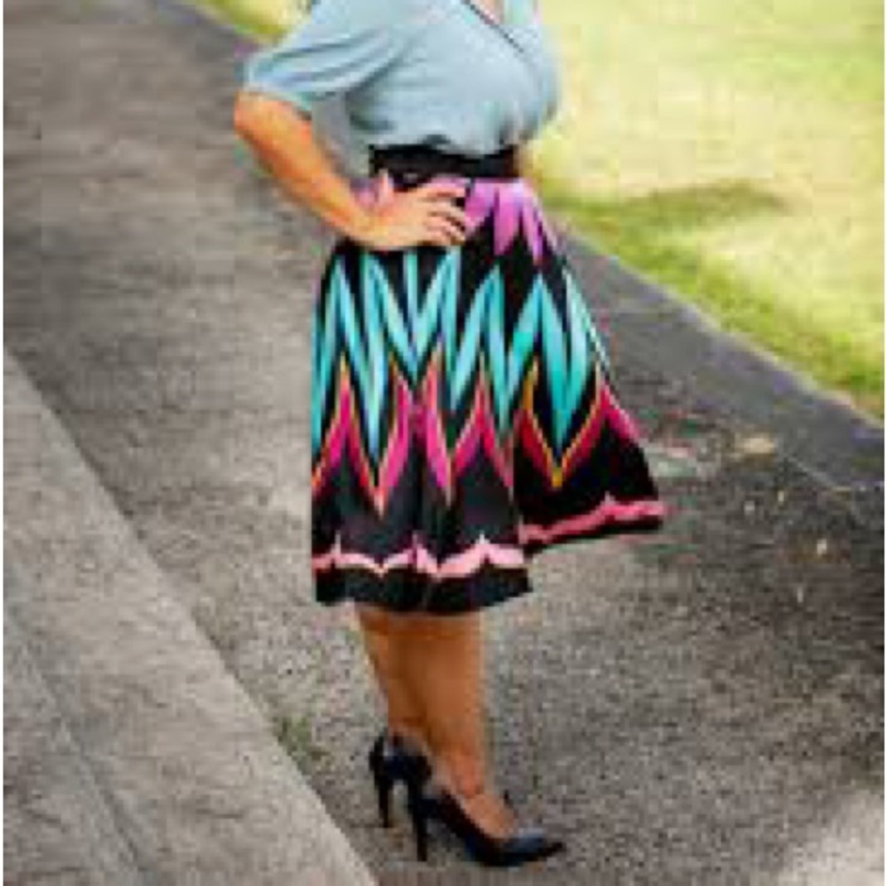 Custo Barcelona Silk Black and Pink Skater Skirt (111)